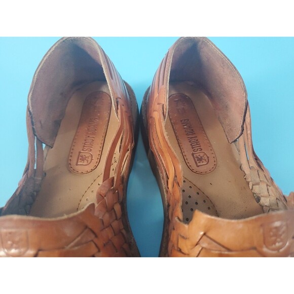 Mens Leather Sandals Sz 7.5 Brown Woven  Slip On Comfort Square Toe  Stacy Adams - Picture 10 of 13